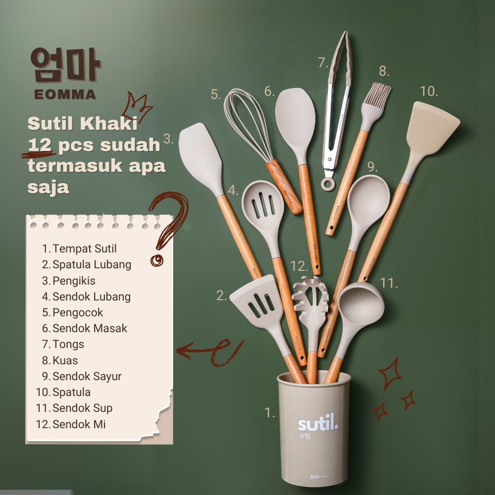 Jual SOETIL Sutil Set 12pcs + Wadah | Spatula Silikon Tahan Panas ...