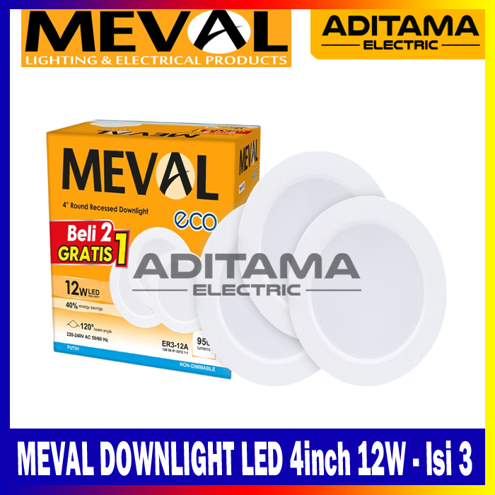 Jual MEVAL LED Round Recessed Downlight Eco 4inch 12W 12 Watt Multipack ...