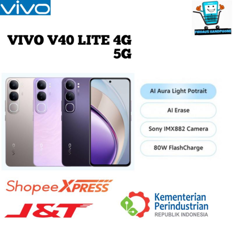 VIVO V40 LITE 4G/5G NEW RAM 8/12 INTERNAL 256/512 GARANSI RESMI INDONESIA