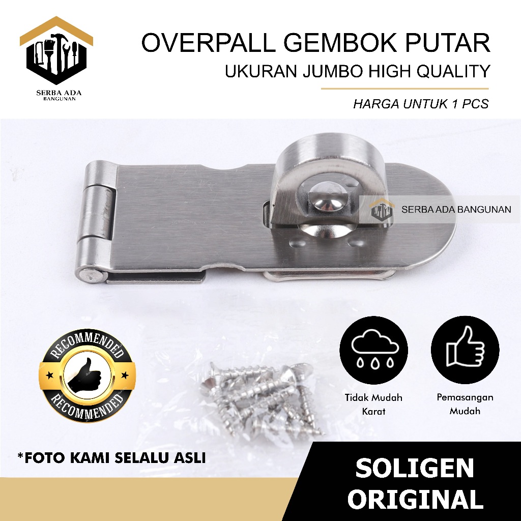 Jual SAB Overpal Gembok SOLIGEN Large Stainless Steel Grendel Kunci ...
