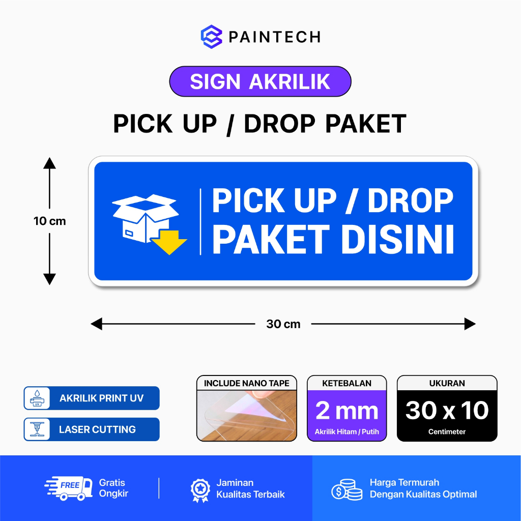 Jual Sign Akrilik Pick Up & Drop Paket Akrilik Print UV Signage Ukuran ...