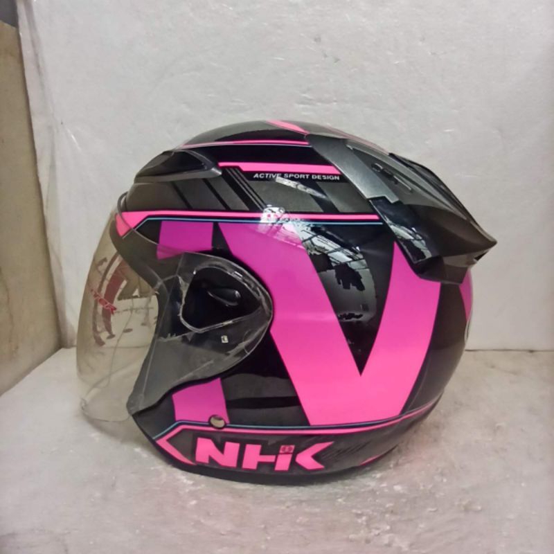 Jual HELM NHK R6 MOTIF WAVE BLACK PINK | Shopee Indonesia