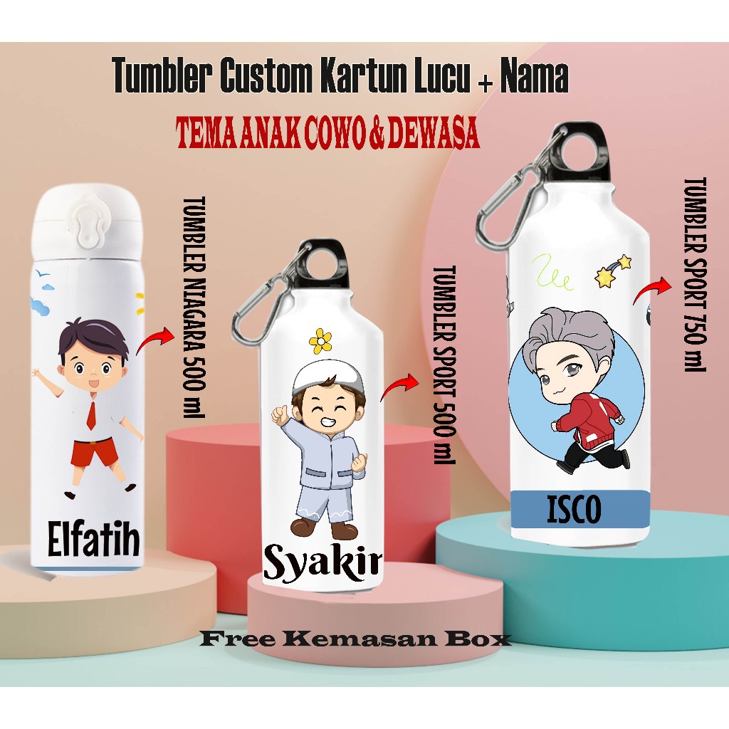Jual CUSTOM TUMBLER KARTUN LUCU ANAK COWO & DEWASA | Shopee Indonesia