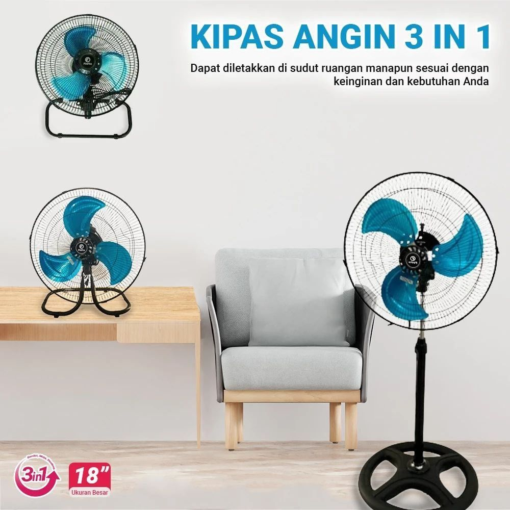 Jual Myvo Kipas angin besi 3 in 1 cyclone meja dinding berdiri 18 inch ...