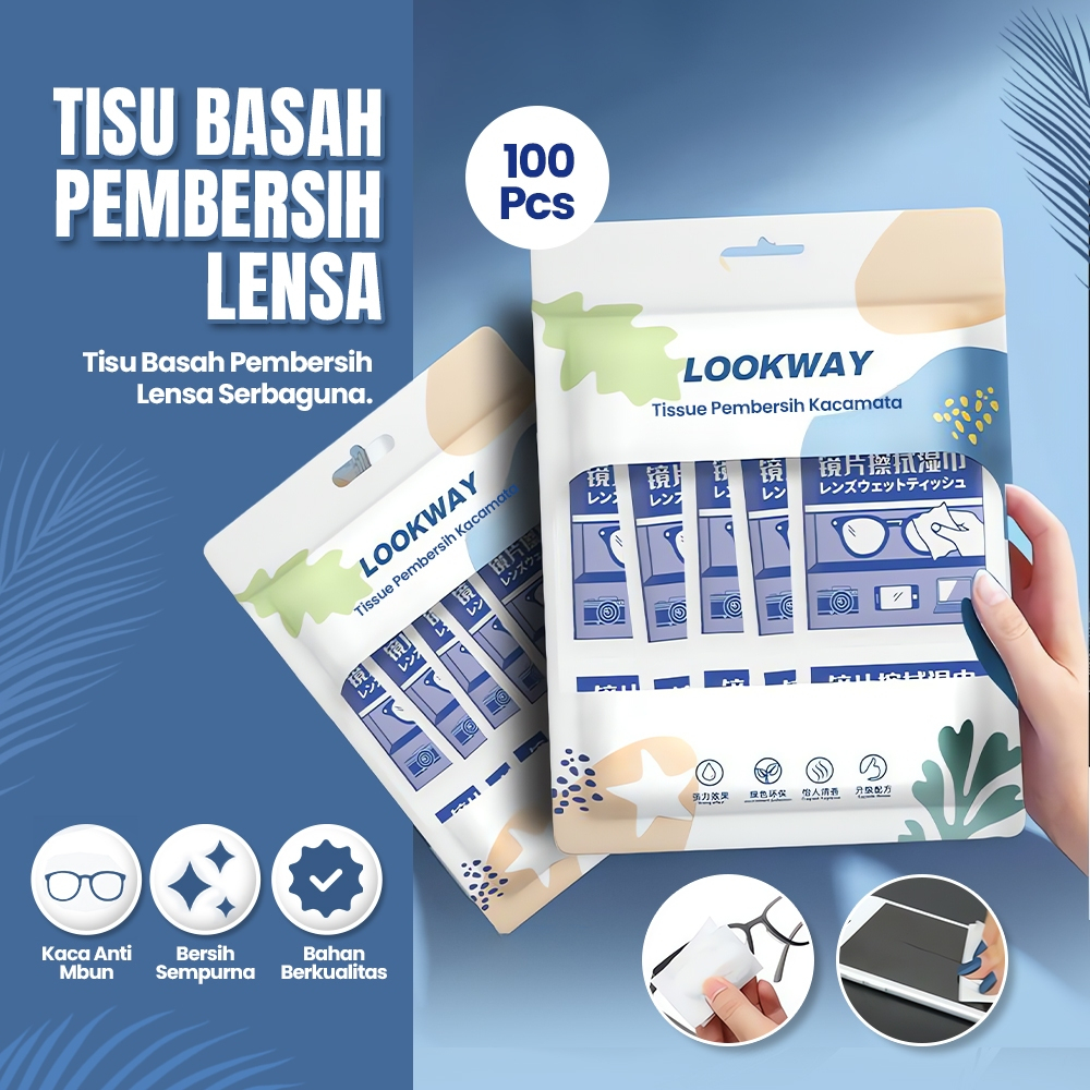 Jual Tissue Basah Pembersih Lensa Kacamata Isi 100PCS Tissue Pembersih ...