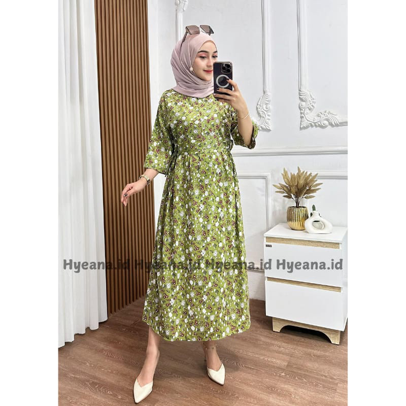 Jual Midi Dress Miranda Motif Midi Dress Rayon Busui Dress Rayon Lengan 3/4  Motif Premium | Shopee Indonesia