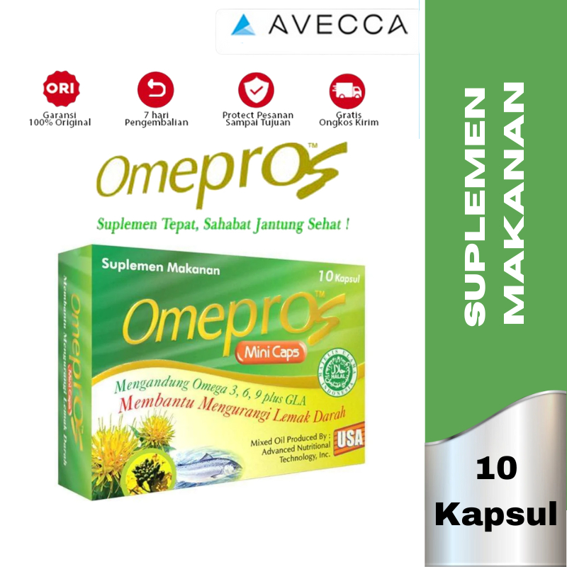 Omepros Minicaps Isi 10 Kapsul (Suplemen Penurun Kolesterol)