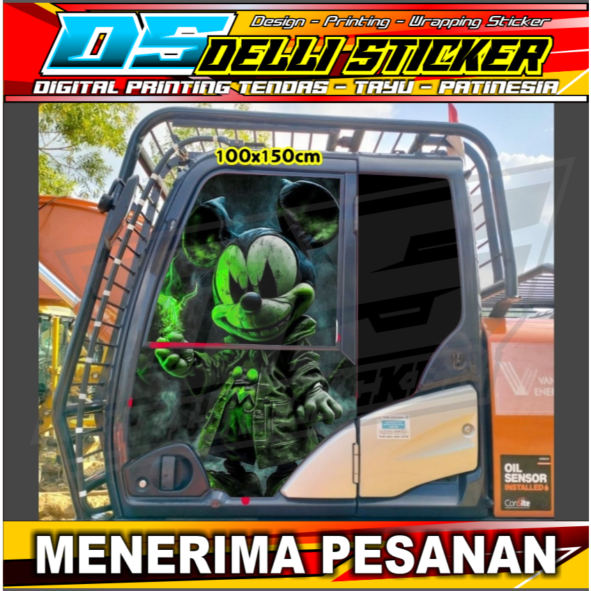 Jual Stiker One Way Kaca Samping Alat Berat - Gambar Mickey Mouse ...
