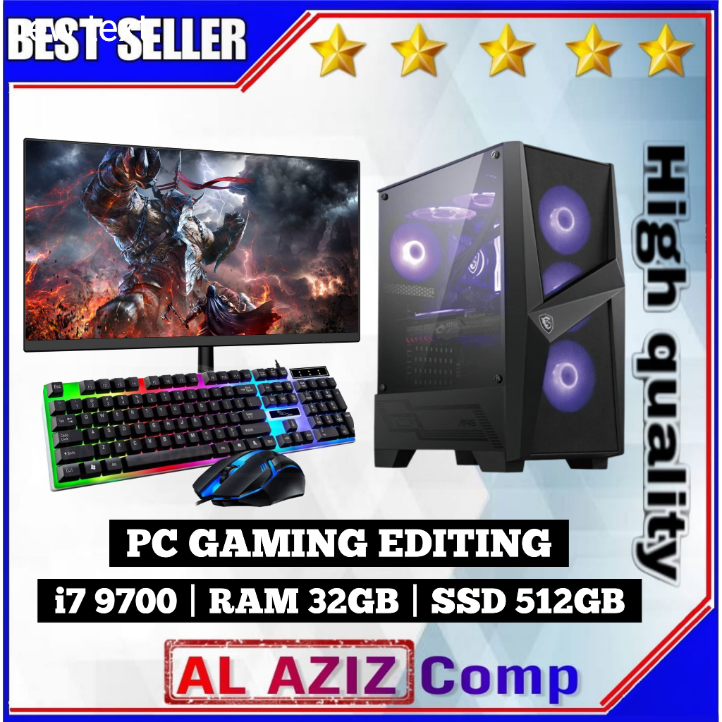 Jual PC Rakitan Gaming Fullset Intel Core i7 9700 RAM 32gb SSD