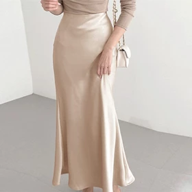 Rok Satin Silk Skirt Panjang Flowy Premium Banyak Warna Simple Elegan Bisa Custom Ukuran Besar