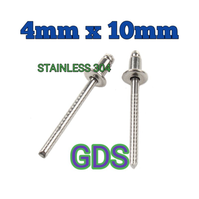 Jual Paku Rivet 4mm x 10mm Stainless 304 / Blind Rivet Stainless 304 ...
