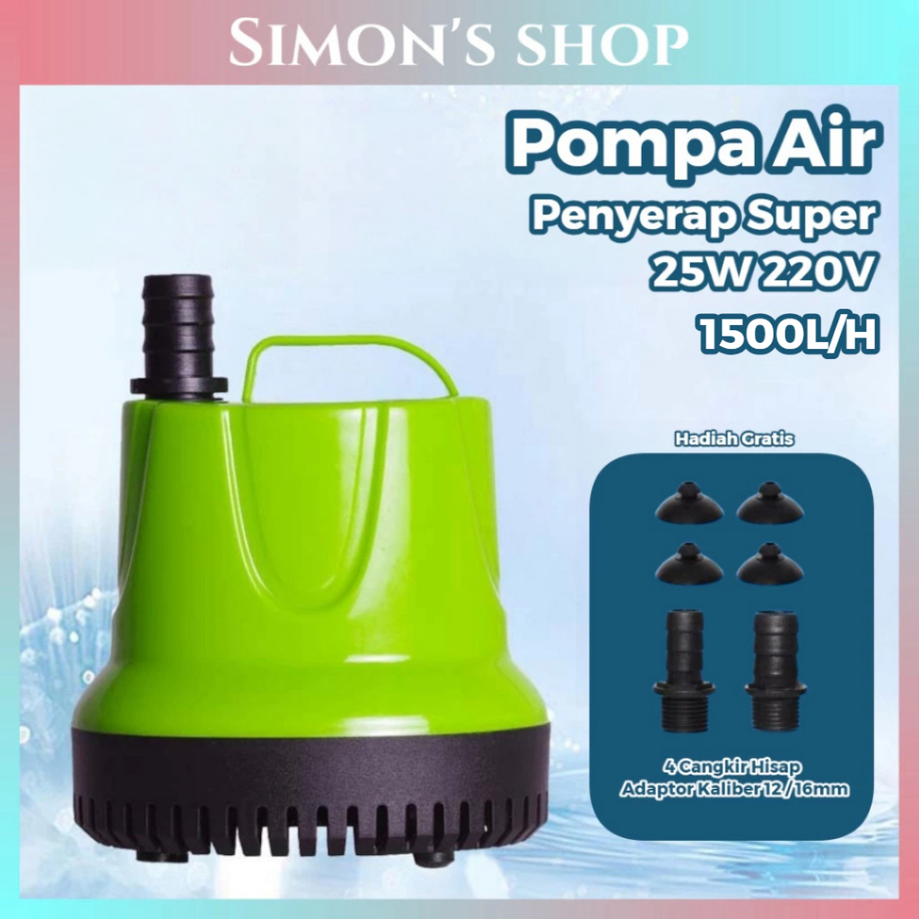 Jual 1500L/H Daya Hisap Tinggi 25W Pompa Air Celup Aquarium Kolam