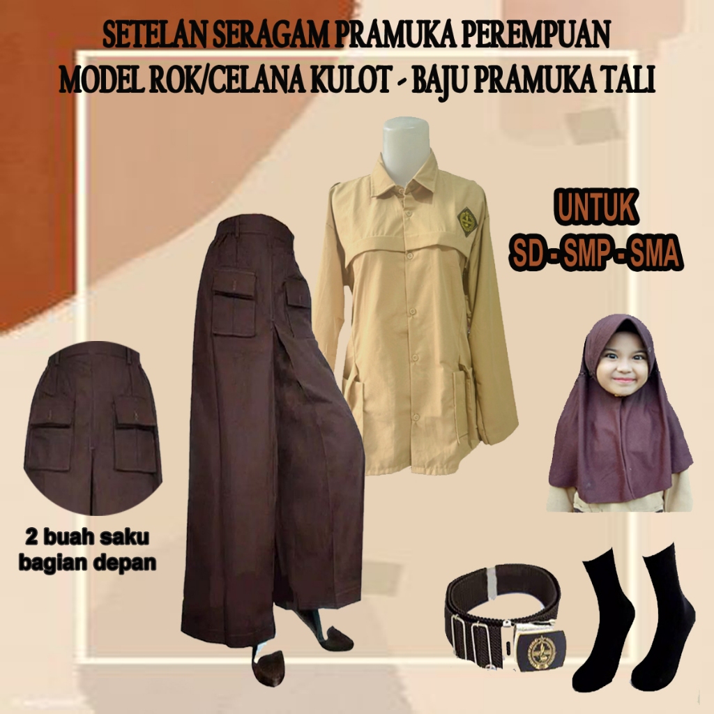 Jual Setelan Seragam Pramuka Model Bawahan Rok/Celana Kulot dan Atasan ...