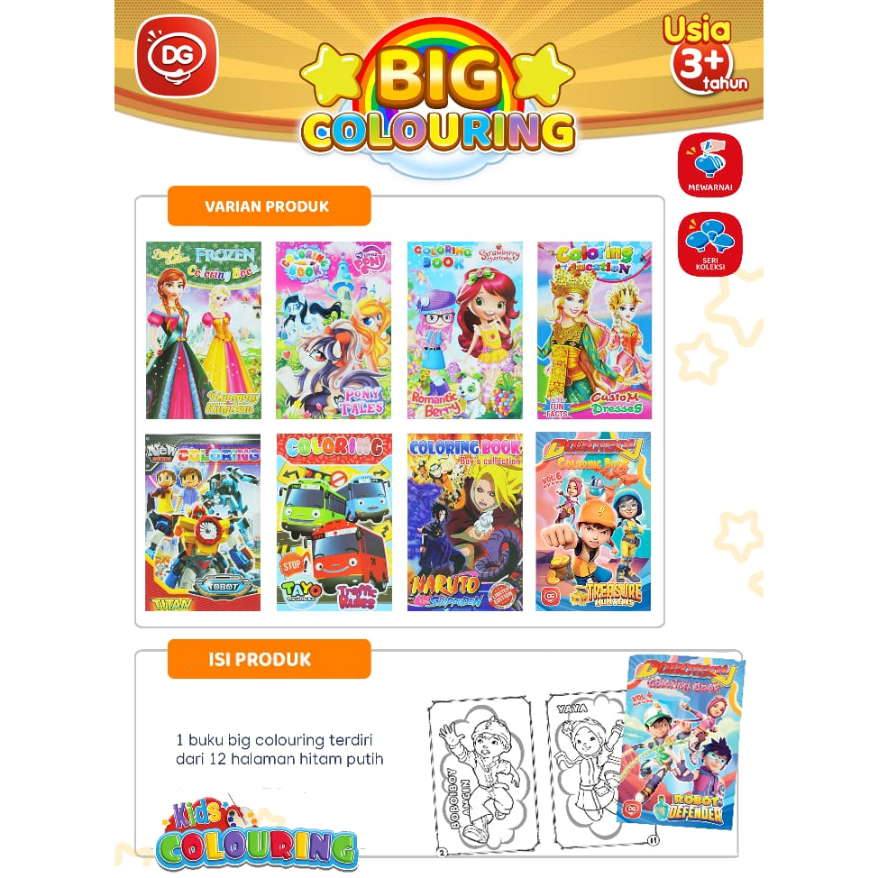 Jual Isi 25 pc BIG Colouring Mewarnai Buku Jumbo Coloring Mainan Anak ...