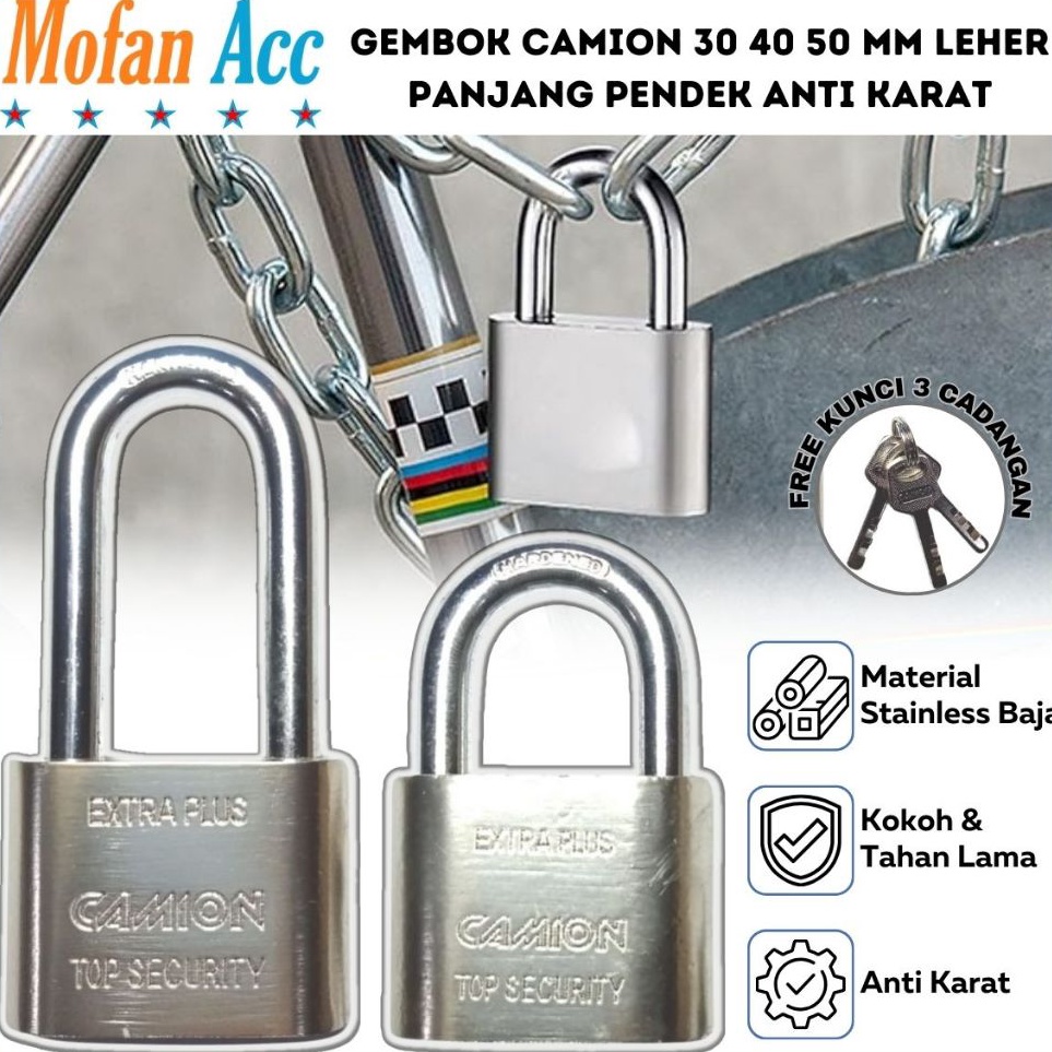 Jual Restock Gembok Camion 3 4 5 mm Leher Panjang Pendek Kunci Pengaman ...