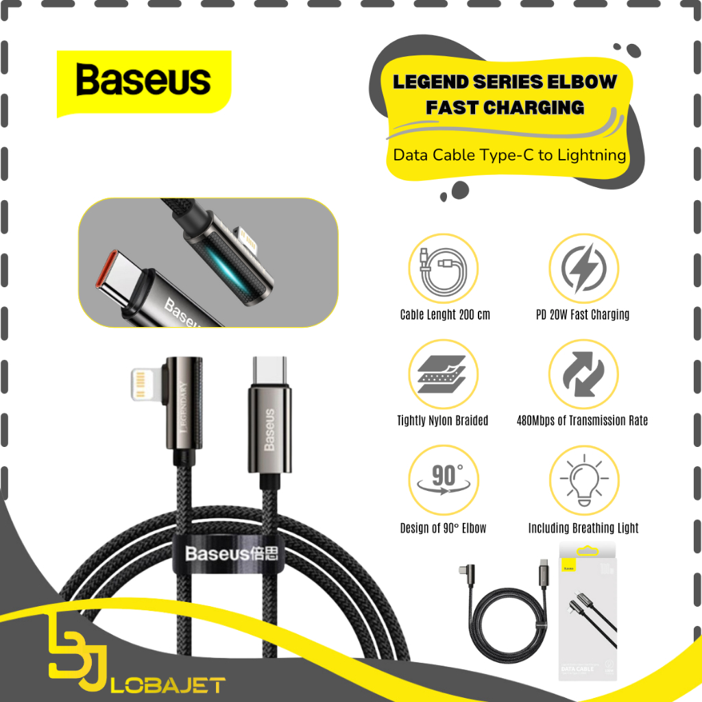 Jual BASEUS Legend Series Elbow Fast Charging Cable Type C to Lightning ...
