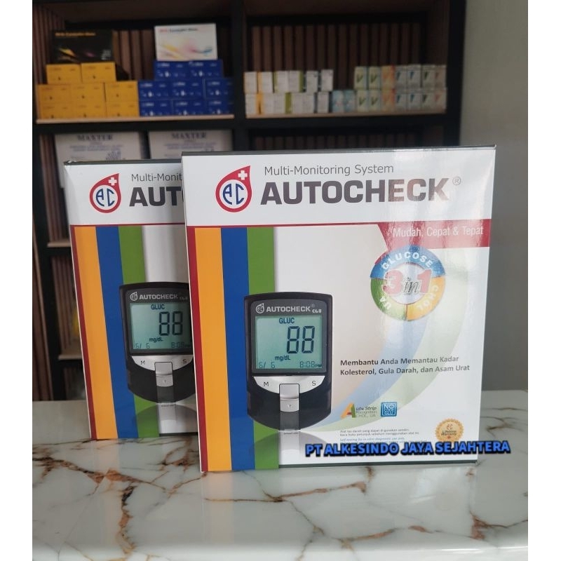 Jual Alat autocheck 3 in 1 ,Bonus refil cholesterol, glucose & asam ...