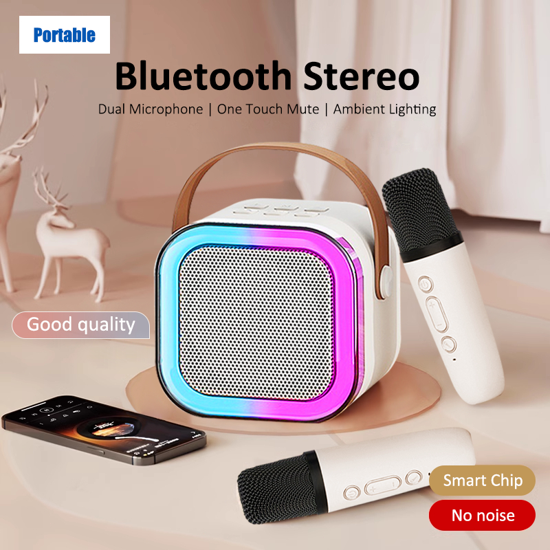 Jual [COD]K12 Mini Speaker Bluetooth 2 Mic 1 Karaoke Speaker Portable ...