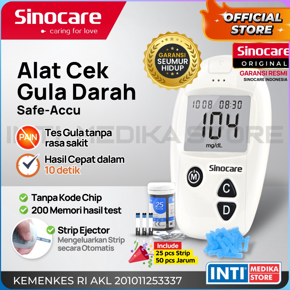 Jual Pasti Terkini Sinocare Alat Cek Gula Darah Safe Accu Set Lengkap Cek Diabetes Shopee