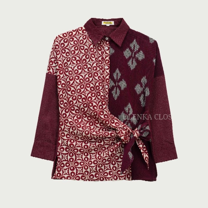 Atasan Tenun Batik O8 Baju Blus Blouse Kerja Wanita Modern