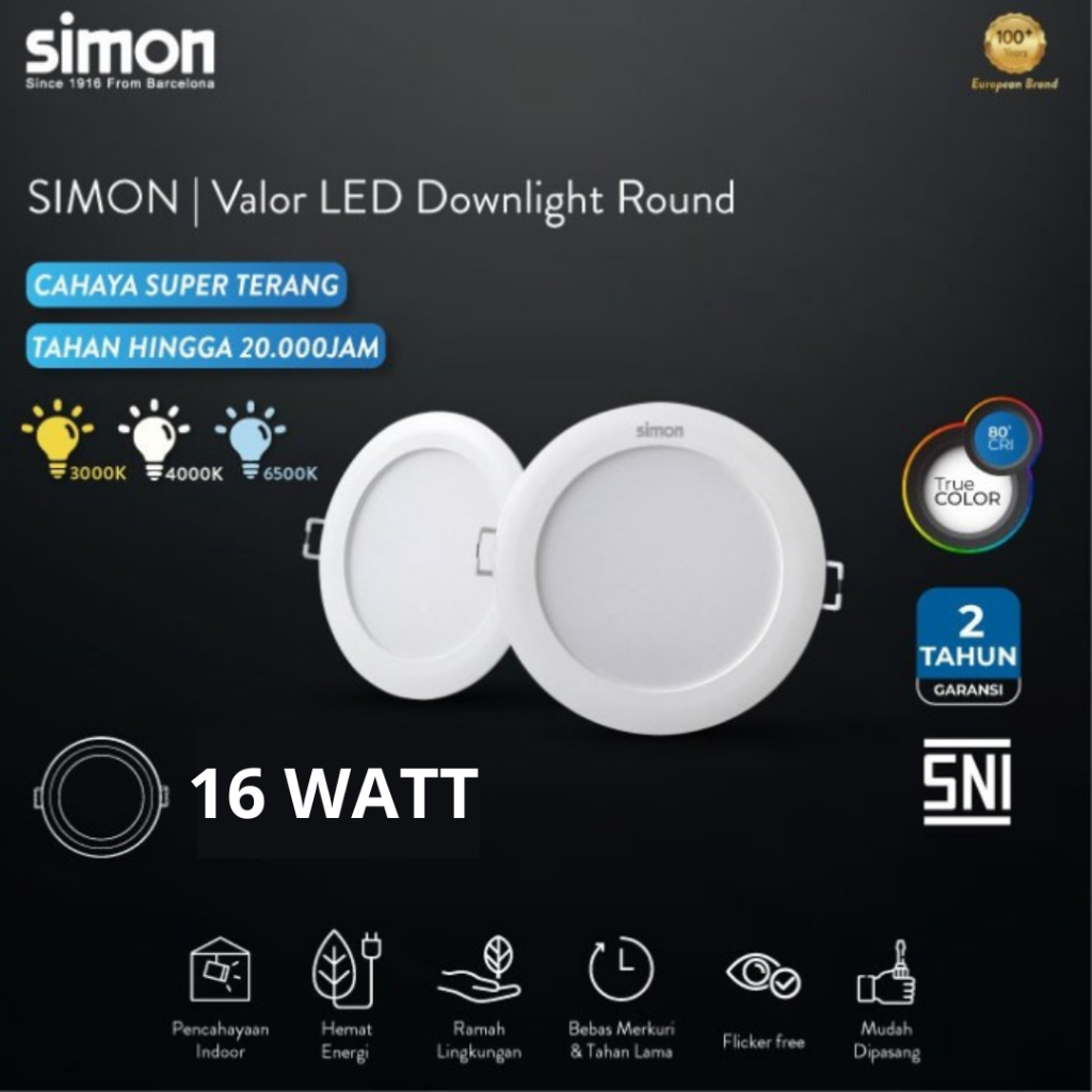 Jual LAMPU DOWNLIGHT SIMON 16W 3 WARNA | Shopee Indonesia