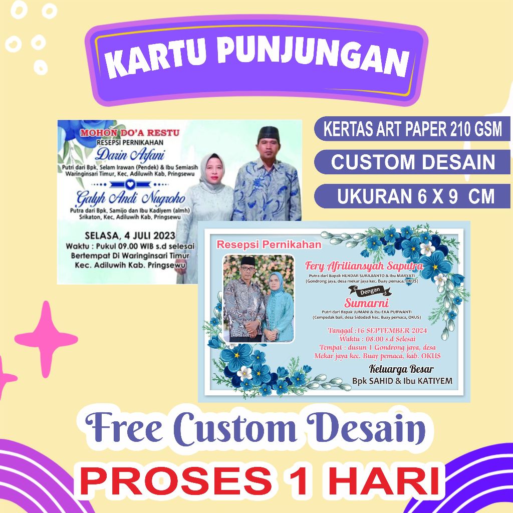 Jual KARTU PUNJUNGAN HAJATAN/KARTU RANTANG/KEPLEK/UNDANGAN KECIL ...