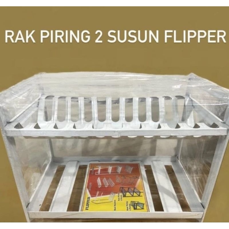 Jual rak piring besi flipper susun 2 rak dapur fliper multifungsi putih ...