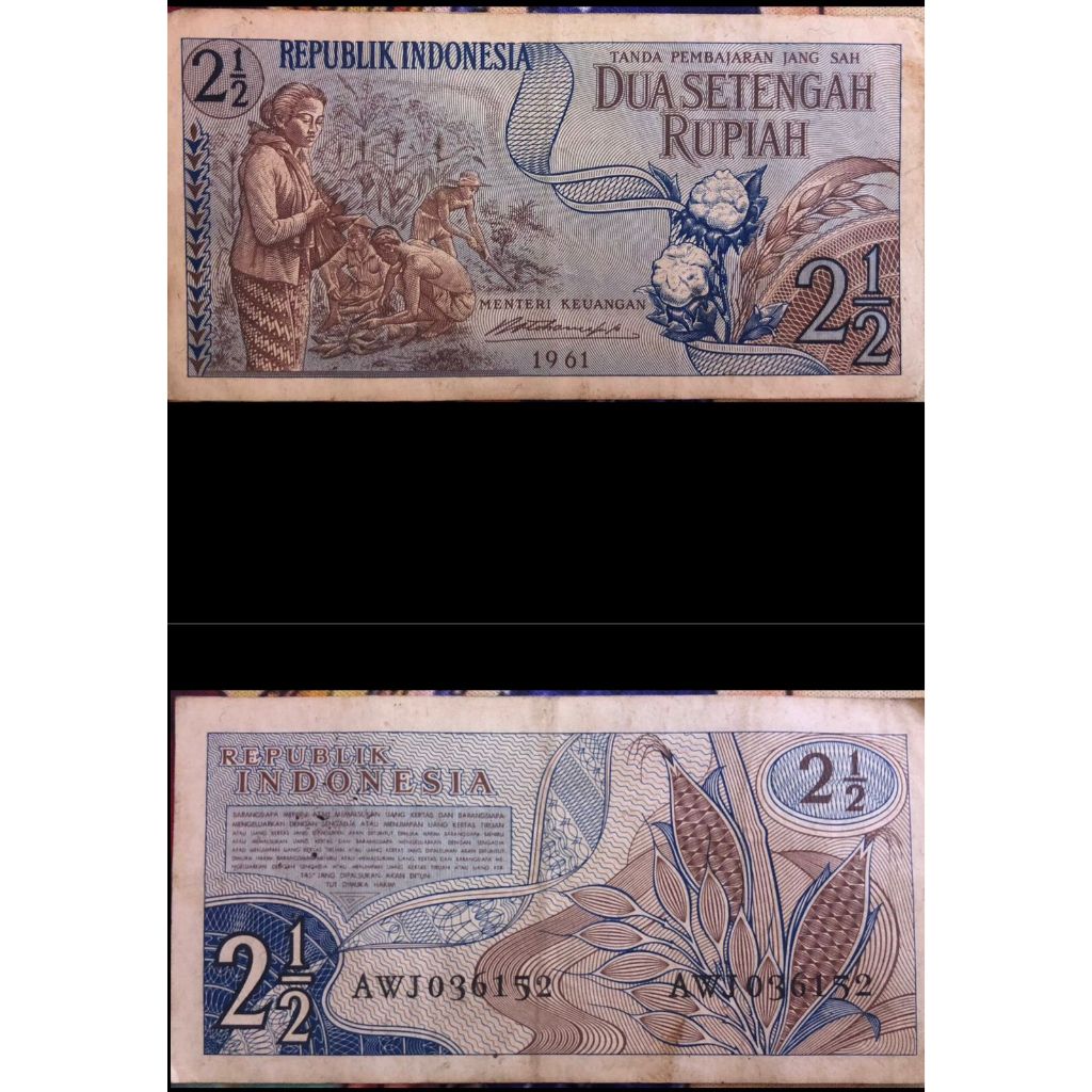 Jual Mata Uang Kuno Indonesia 2 Setengah Rupiah Tahun 1961 Original ...