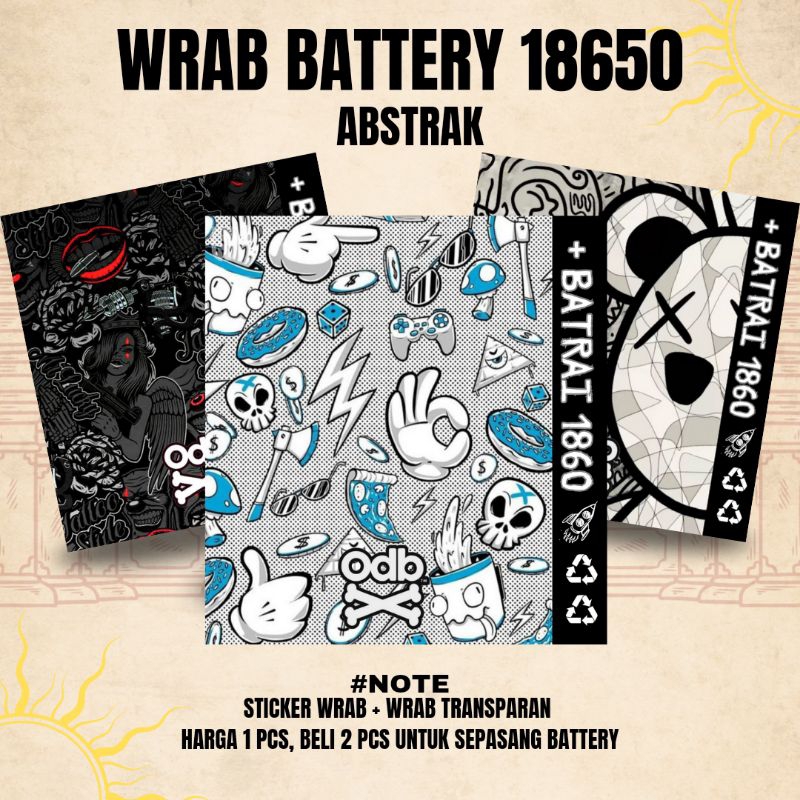 Jual Stiker Wrap Baterai 18650 Full Motif V2 Abstrak - Untuk Melindungi ...