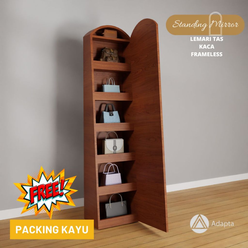 Jual Adapta - Standing Mirror Frameless dan Lemari Tas Kaca Atas Oval ...