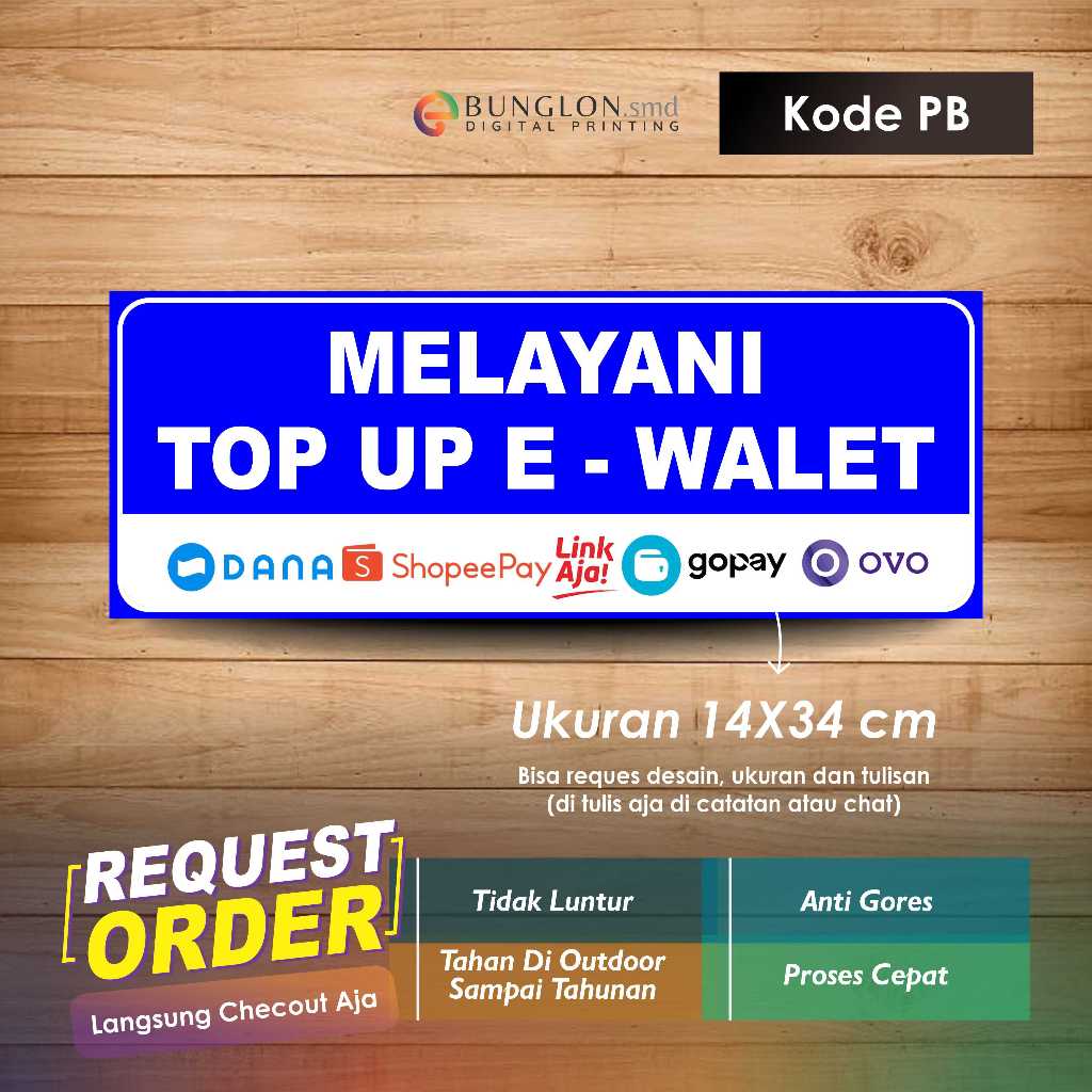 Jual STIKER MELAYANI TOP UP E-WALET + LAMINASI KODE PB BIRU | Shopee ...