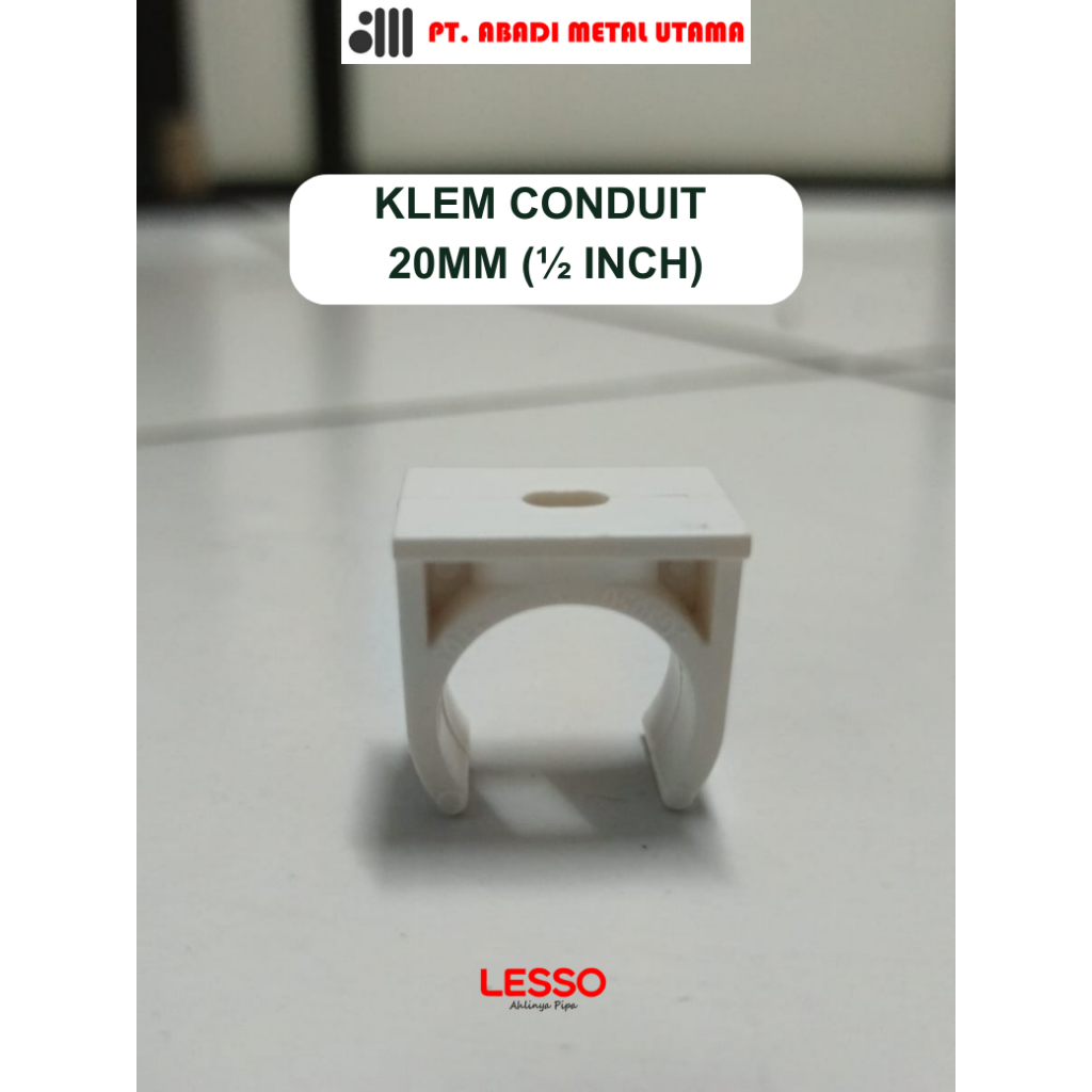 Jual AKSESORIS CONDUIT KLEM CONDUIT 20mm (½ inch) Putih Polos Merk ...