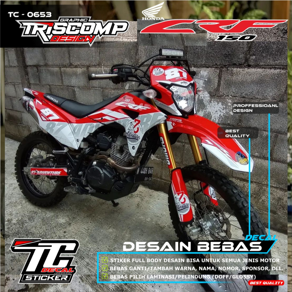Jual Bisa reques Decal fulbody CRF 150 L motif merah merona putih motif ...