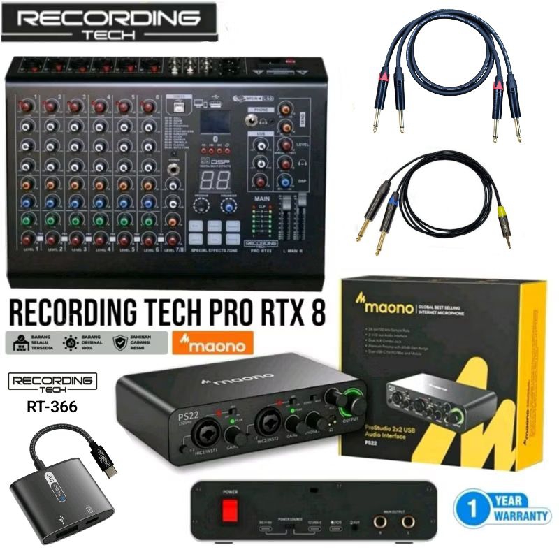 Jual Paket Premium Mixer Recording Tech RTX8 Maono PS22 Audio Interface ...