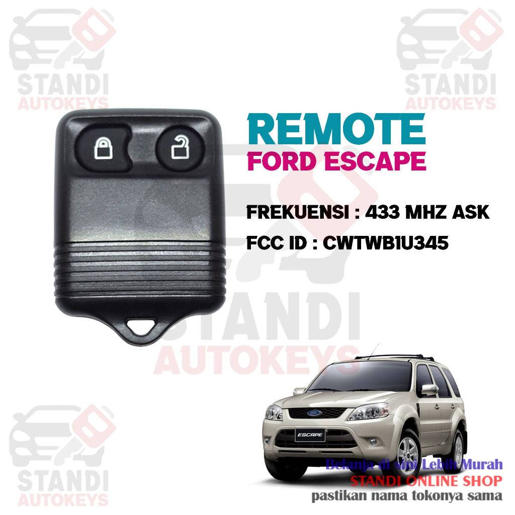 Jual Remote Komplit Set Mobil Ford Escape Explorer Ranger 2 Tombol OEM ...