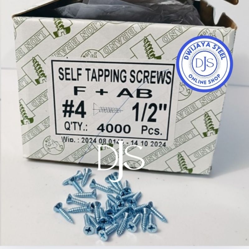 Jual 100PCS TAPING FAB (+) PUTIH SEKRUP TAPPING FH (+) MOON LION #4 1CM ...