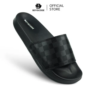 BOYSCODE Sendal Selop Distro Pria Footwear Original Catur Checkerboard Hitam  / Sendal Slip On / Sendal Slop / Sendal Slide