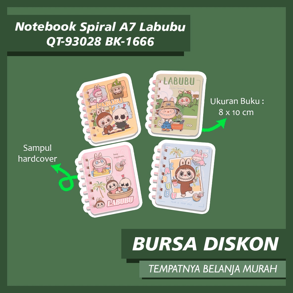 Jual Notebook Spiral A7 Labubu Note book Kawat Hard Cover Catatan Saku ...