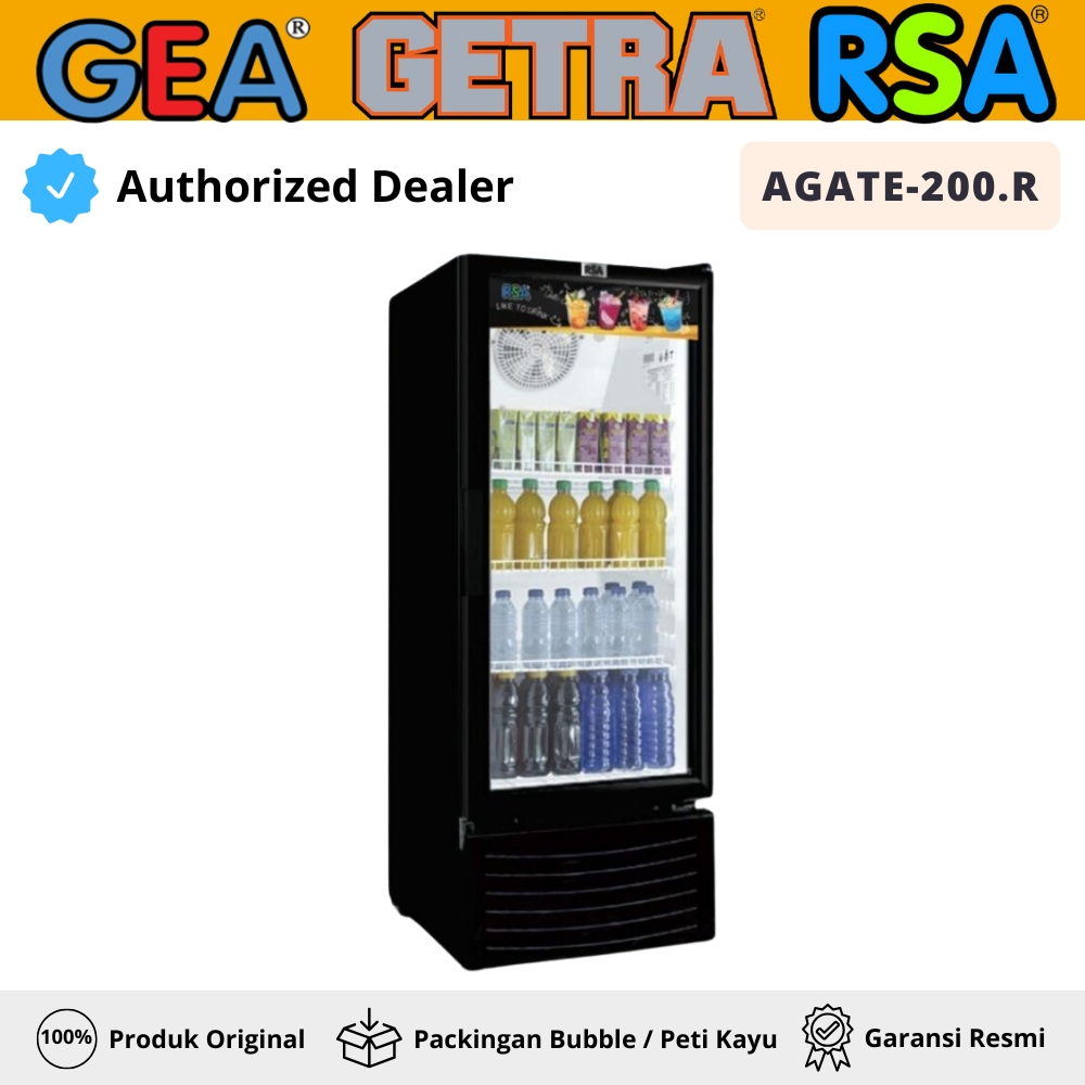 Jual Display Cooler Rsa Agate-200.R Showcase Cooler Minuman 1 Pintu 3 ...