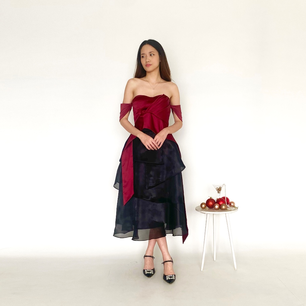 Jual COMA LABEL - Elska Bustier Top in Maroon // top bustier / top ...
