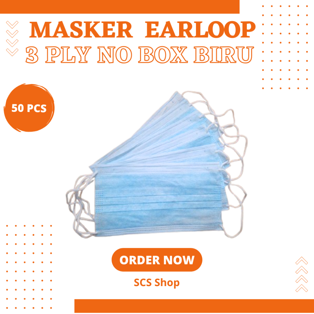 Jual Masker 3ply Earloop 3 lapis Disposable mask isi 50pcs NO BOX ...