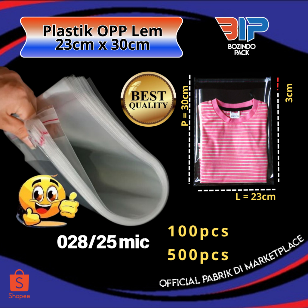 Jual Plastik OPP 23 X 30 028/25 mic isi 100 500 Kantong Opp Tipis Lem ...