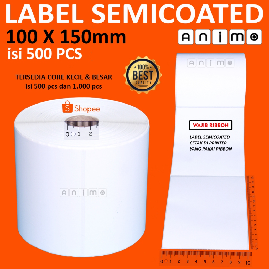 Jual LABEL SEMICOATED 100X150 = 500 PCS - STIKER SEMICOATED 10X15 CM ...