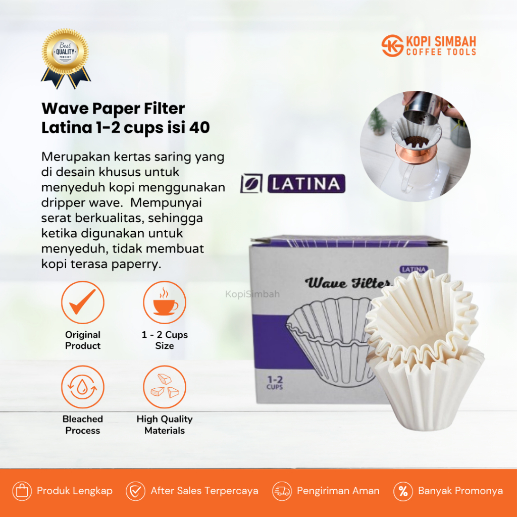 Jual LATINA Wave Paper Filter 1-2 Cups 155 Kertas Saringan Dripper Kopi ...
