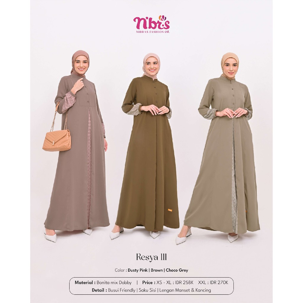 Jual [ SALE ] GAMIS NIBRAS NBRS RESYA 111 BROWN CHOCO DUSTY PINK XS ...