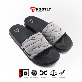 Rootly - Sandal Pria Slide Full karet Ringan Rush Abu