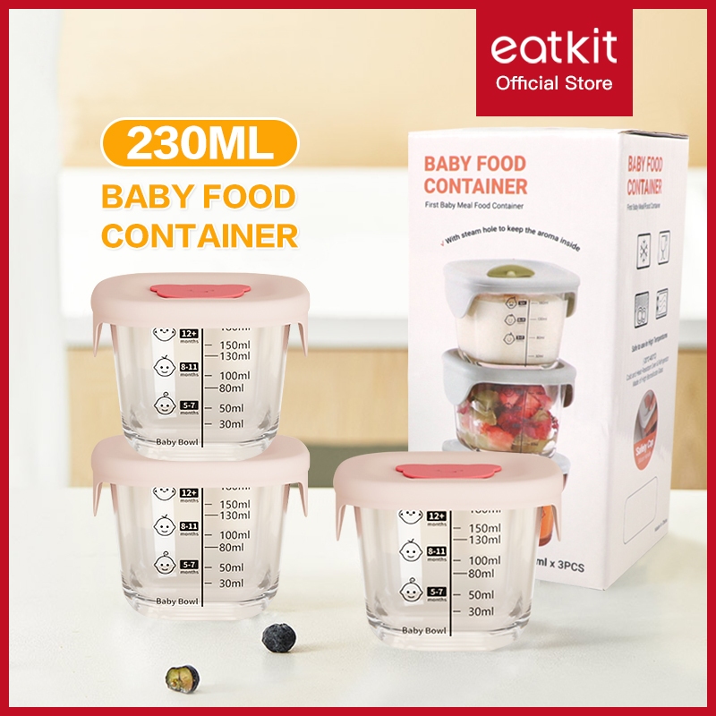 Baby Food Container 230ml Glas - Mikrowellengeeignet Mit Skala