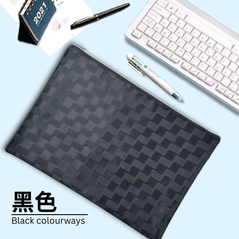 Jual Document Zipper Bag F4 B4 Bahan Kain Motif Kotak Tas Resleting ...