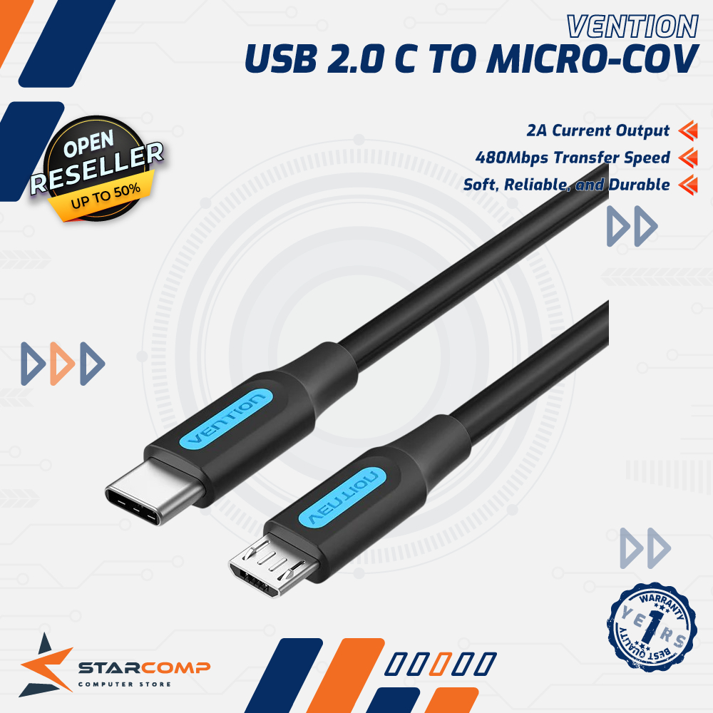 Jual Vention Kabel Data USB Type C to Micro 2A Male to Male TPE - COV ...