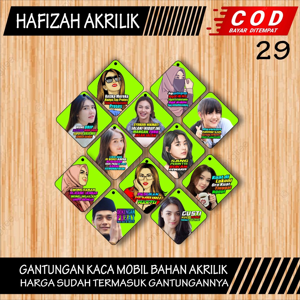 (COD)GANTUNGAN KACA MOBIL AKRILIK KODE VARIASI GANTUNGAN KACA TRUK KD 32